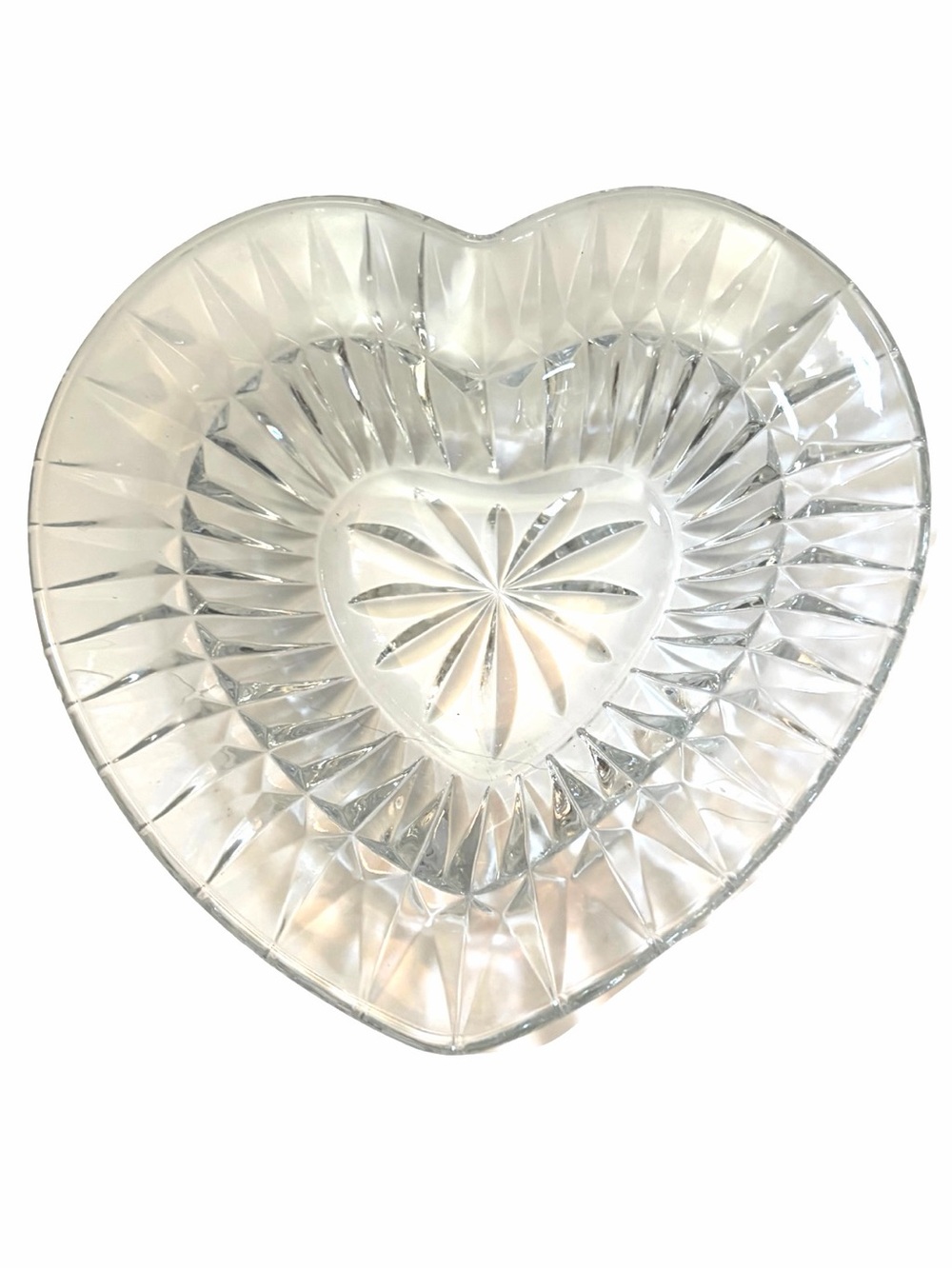 Vintage 1980’s/90’s Mikasa Lead Crystal Heart-Shaped Desire Pattern 8” Dish